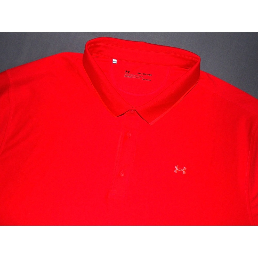 Under Armour Heat Gear Short Sleeved Orange Stretch Polo Golf Shirt Men's 3XL